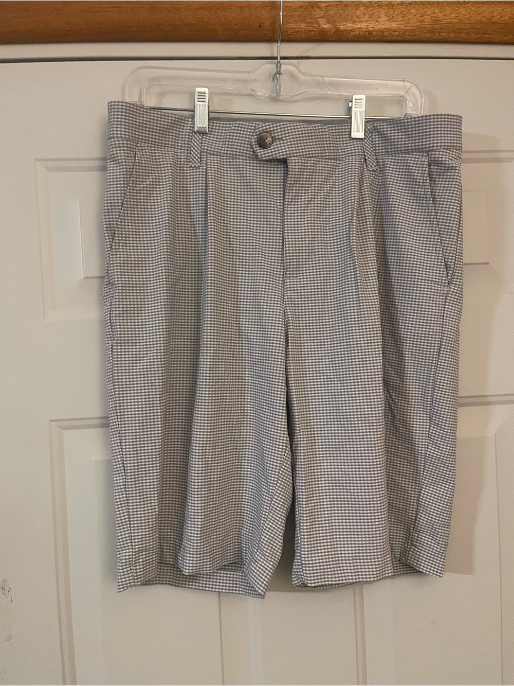 Adidas Men’s Shorts Mini Gray White Check Size 32